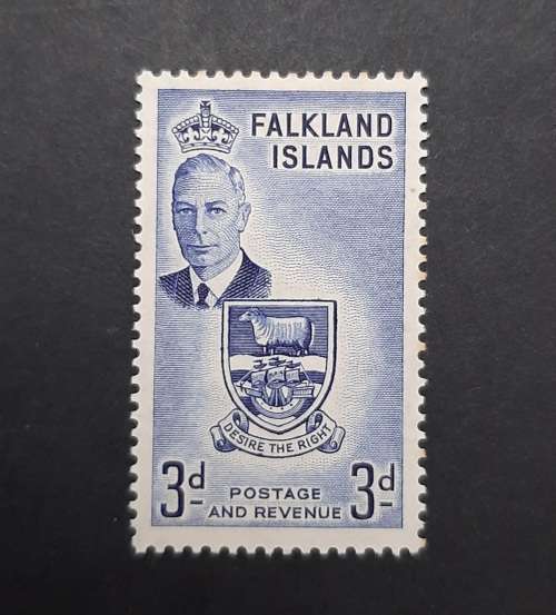 ** 1952 Falkland Islands KGVI 3d Stamp (UNUSED).**