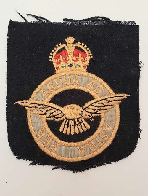 ** WW2 Royal Air Force Other Ranks` Embroidered Blazer Pocket Badge (12cm x 11cm).**
