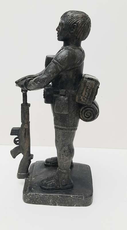 ** Rhodesian Bush War: 1970s Fireforce `Troopie` Soapstone Statuette (26cm) [ Repaired ].**