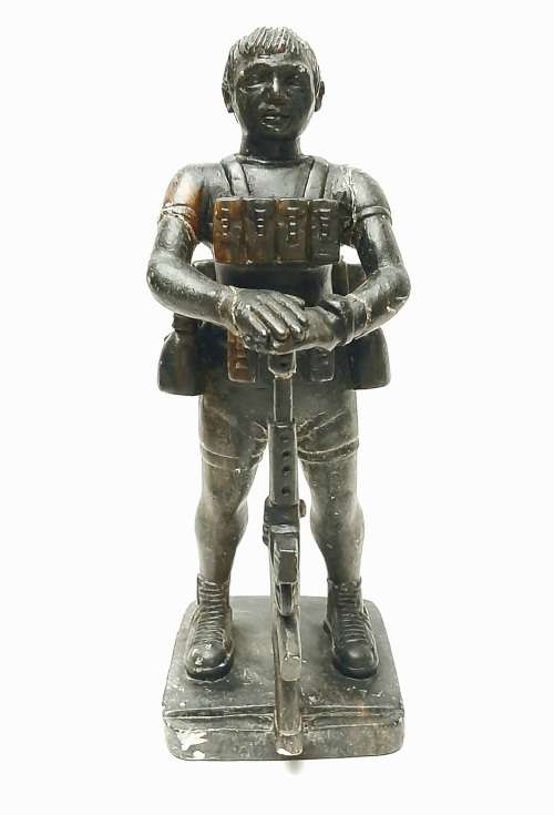 ** Rhodesian Bush War: 1970s Fireforce `Troopie` Soapstone Statuette (26cm) [ Repaired ].**