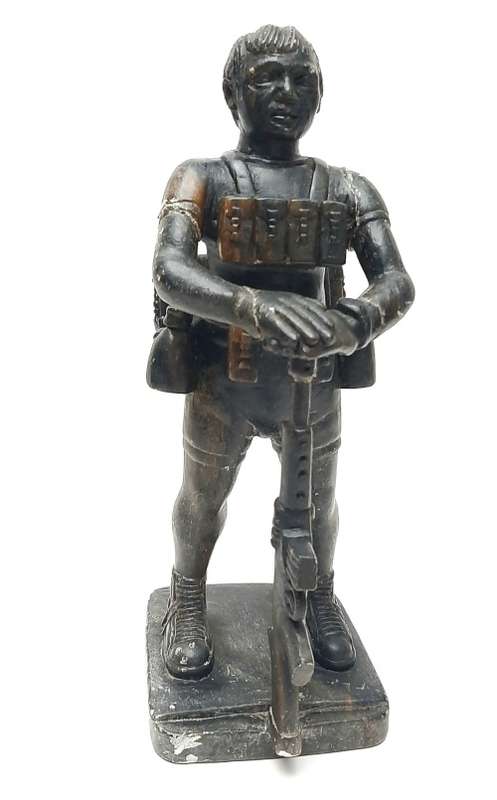 ** Rhodesian Bush War: 1970s Fireforce `Troopie` Soapstone Statuette (26cm) [ Repaired ].**