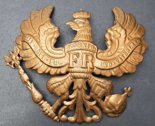 WW1 1915 Ersatz Gilded Prussian Infantry Officer's Pickelhaube Helmet Plate