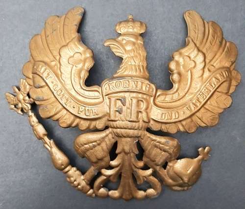 WW1 1915 Ersatz Gilded Prussian Infantry Officer's Pickelhaube Helmet Plate