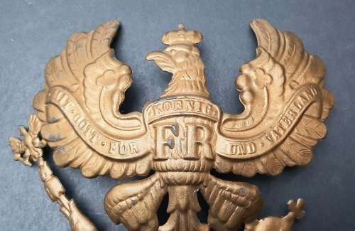 WW1 1915 Ersatz Gilded Prussian Infantry Officer's Pickelhaube Helmet Plate