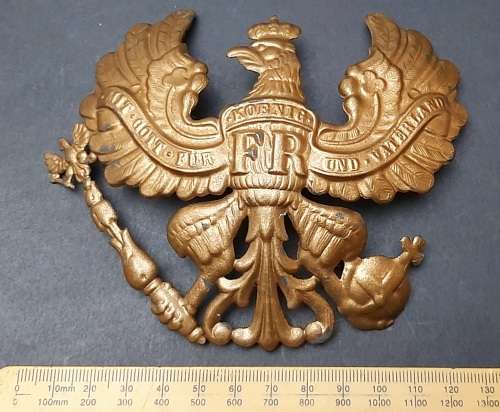 WW1 1915 Ersatz Gilded Prussian Infantry Officer's Pickelhaube Helmet Plate
