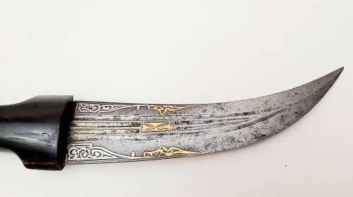 **  19th Century Ottoman Empire Jambiya Dagger w/ Gold & Silver Damascene Inlay (29cm).**
