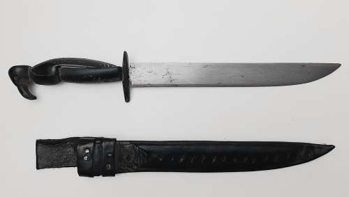 ** 20th Century Native American / Inuit Bone-Handled Trapper`s Knife w/ Scabbard (38cm).**