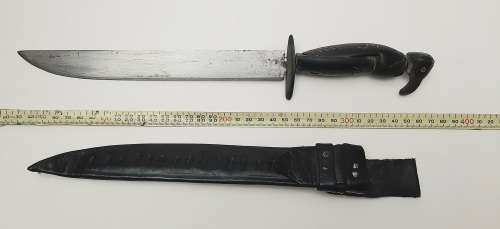 ** 20th Century Native American / Inuit Bone-Handled Trapper`s Knife w/ Scabbard (38cm).**