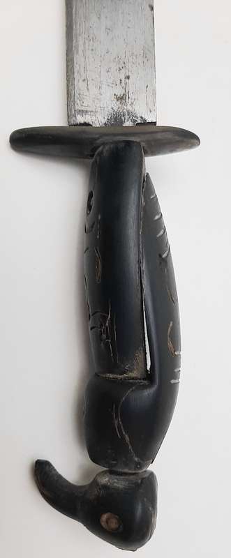 ** 20th Century Native American / Inuit Bone-Handled Trapper`s Knife w/ Scabbard (38cm).**