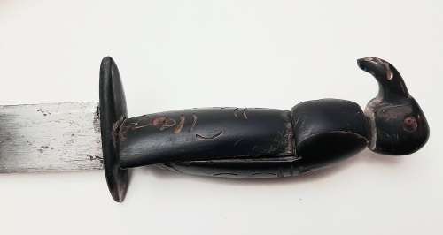 ** 20th Century Native American / Inuit Bone-Handled Trapper`s Knife w/ Scabbard (38cm).**