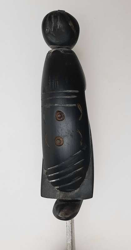 ** 20th Century Native American / Inuit Bone-Handled Trapper`s Knife w/ Scabbard (38cm).**