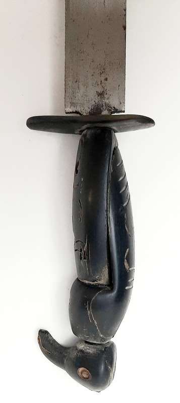 ** 20th Century Native American / Inuit Bone-Handled Trapper`s Knife w/ Scabbard (38cm).**