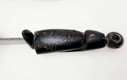 ** 20th Century Native American / Inuit Bone-Handled Trapper`s Knife w/ Scabbard (38cm).**