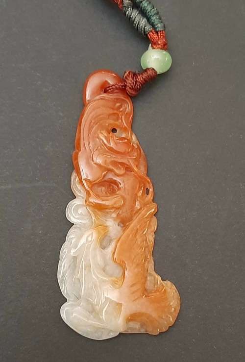 ** STUNNING: 20th Century Chinese White `Mutton Fat` Jade (Yu) Fenghuang  Pendant (8.75g).**