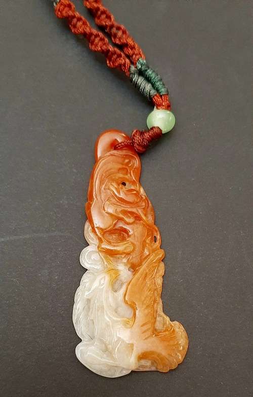 ** STUNNING: 20th Century Chinese White `Mutton Fat` Jade (Yu) Fenghuang  Pendant (8.75g).**