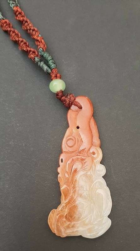 ** STUNNING: 20th Century Chinese White `Mutton Fat` Jade (Yu) Fenghuang  Pendant (8.75g).**