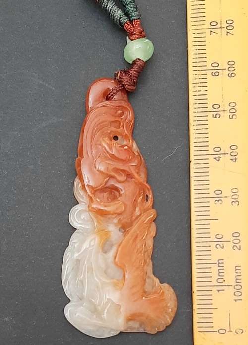 ** STUNNING: 20th Century Chinese White `Mutton Fat` Jade (Yu) Fenghuang  Pendant (8.75g).**