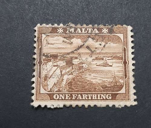 ** 1937 Malta KGVI 1 Farthing Brown Stamp (USED).**