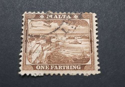 ** 1937 Malta KGVI 1 Farthing Brown Stamp (USED).**