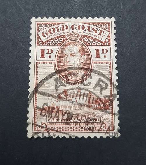 ** 1938 Gold Coast KGVI 1d Red/Brown Stamp (USED).**