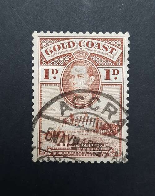 ** 1938 Gold Coast KGVI 1d Red/Brown Stamp (USED).**