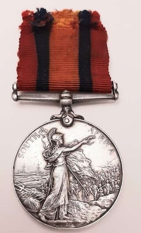 ** RARE: Boer War att. Cape Infantry Queen`s South Africa Medal w/ Silk Ribbon(Suspender Repaired)**