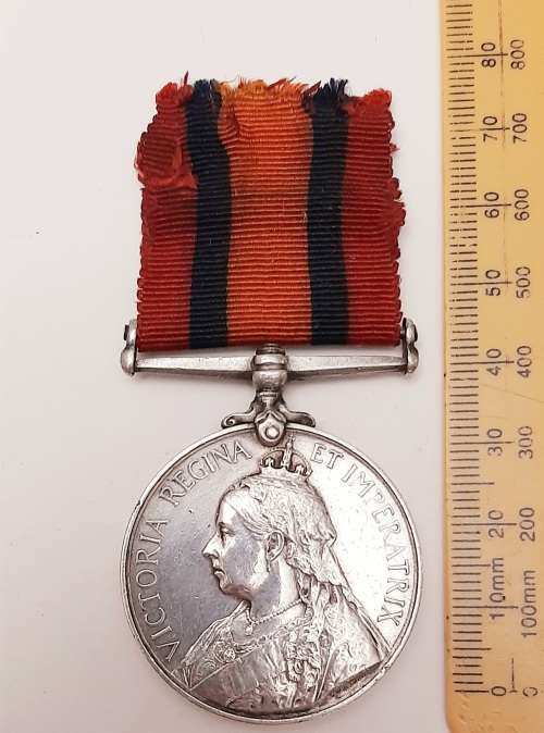** RARE: Boer War att. Cape Infantry Queen`s South Africa Medal w/ Silk Ribbon(Suspender Repaired)**