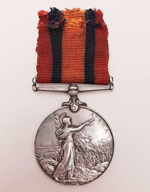 ** RARE: Boer War att. Cape Infantry Queen`s South Africa Medal w/ Silk Ribbon(Suspender Repaired)**