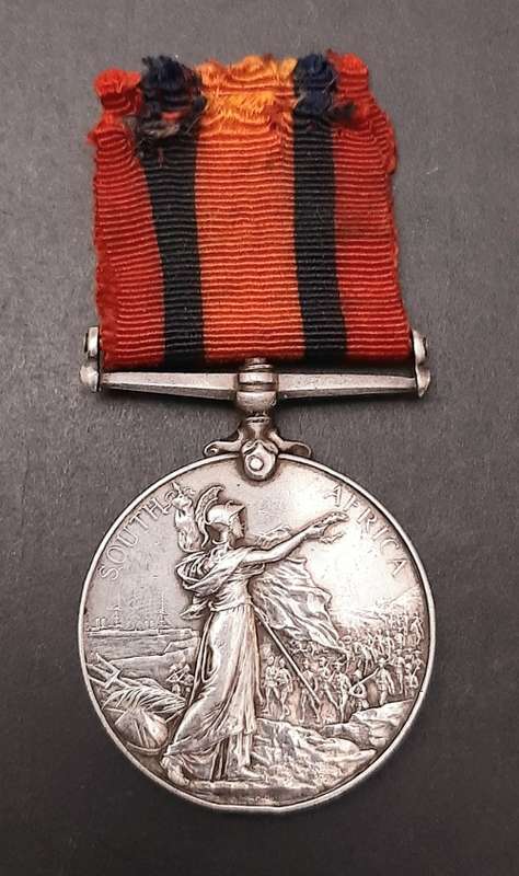 ** RARE: Boer War att. Cape Infantry Queen`s South Africa Medal w/ Silk Ribbon(Suspender Repaired)**