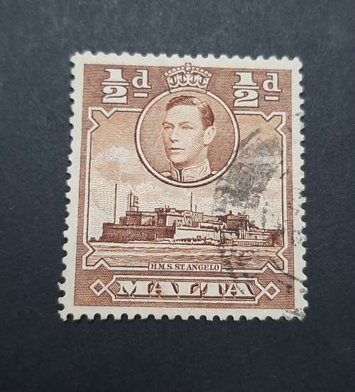 ** 1938 KGVI  Malta H.M.S St. Angelo ½d Stamp (USED).**