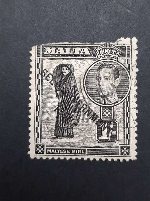 1938 KGVI Malta Black 1` Stamp