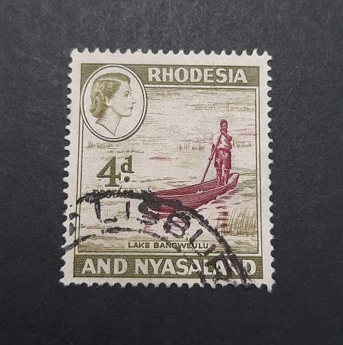 ** 1959 QEII   Rhodesia & Nyasaland 4d Stamp (USED).**