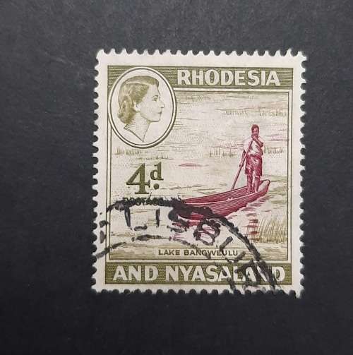 ** 1959 QEII   Rhodesia & Nyasaland 4d Stamp (USED).**