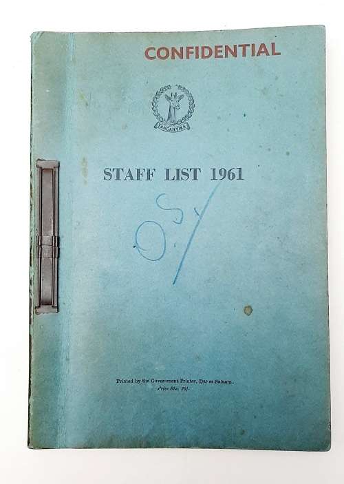 ** RARE: 1961 Tanganyika Confidential Colonial Administration Staff List Guide (USED).**