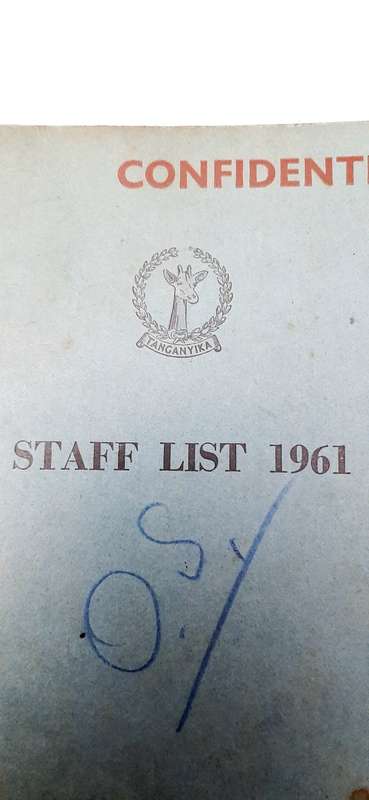 ** RARE: 1961 Tanganyika Confidential Colonial Administration Staff List Guide (USED).**