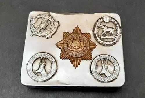 ** WW2 South African Trench Art Cigarette Tin w/ Insignia (9cm x 7cm).**