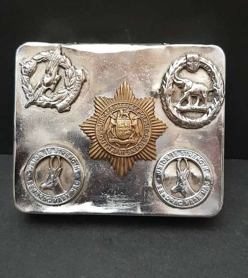 ** WW2 South African Trench Art Cigarette Tin w/ Insignia (9cm x 7cm).**
