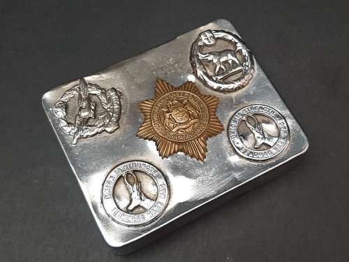 ** WW2 South African Trench Art Cigarette Tin w/ Insignia (9cm x 7cm).**