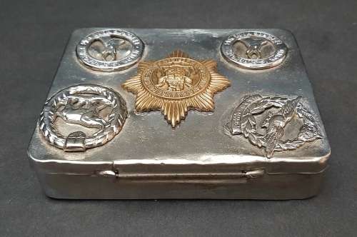 ** WW2 South African Trench Art Cigarette Tin w/ Insignia (9cm x 7cm).**