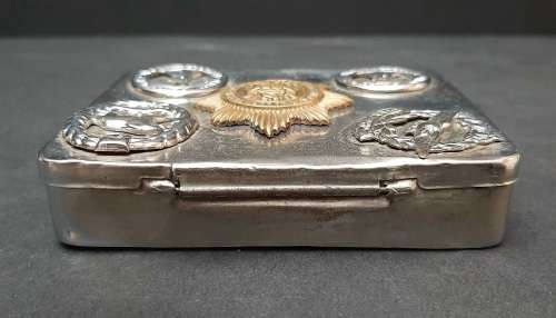 ** WW2 South African Trench Art Cigarette Tin w/ Insignia (9cm x 7cm).**