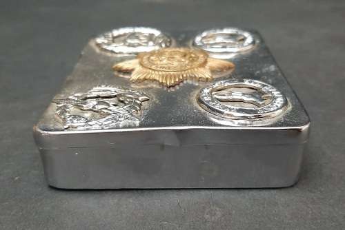 ** WW2 South African Trench Art Cigarette Tin w/ Insignia (9cm x 7cm).**