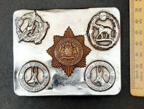 ** WW2 South African Trench Art Cigarette Tin w/ Insignia (9cm x 7cm).**