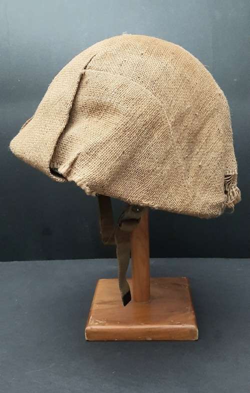 ** Border War : 1970s SADF Steel Helmet w/ Camouflage Hessian Cover (USED).**