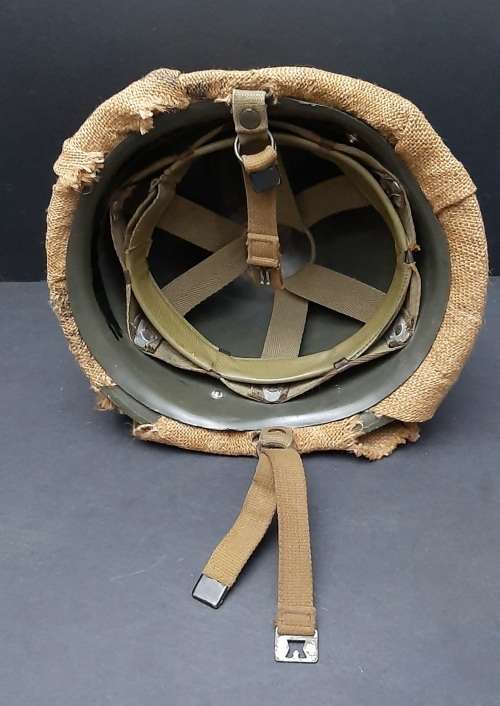 ** Border War : 1970s SADF Steel Helmet w/ Camouflage Hessian Cover (USED).**