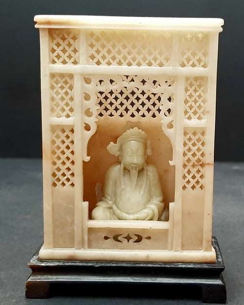 ** Early 20th Century Chinese Lu xing Qingtian Stone Figurine (12cm x 9cm).**