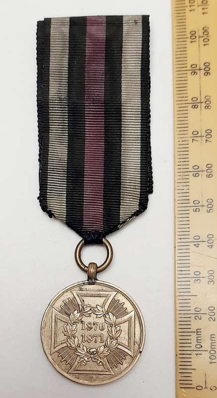 ** 1871 Franco-Prussian War German Combatants Bronze Medal w/ Ribbon.**
