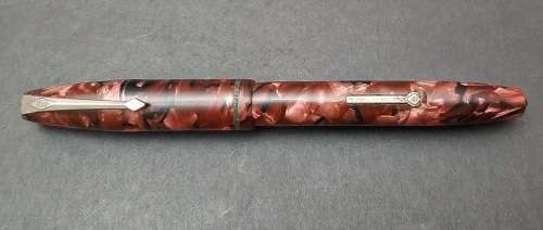 ** RARE:  Pair 14ct Gold Nib Conway-Stewart Fountain Pens w/ Oak Case (USED).**