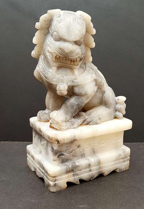 Grey Marble Foo Dog Statuette
