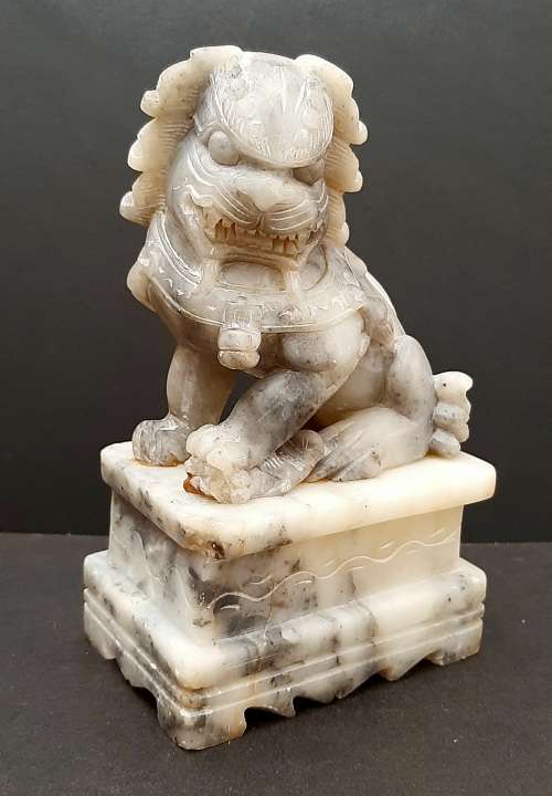 Grey Marble Foo Dog Statuette