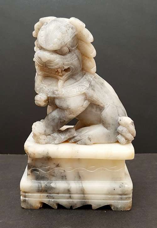 Grey Marble Foo Dog Statuette